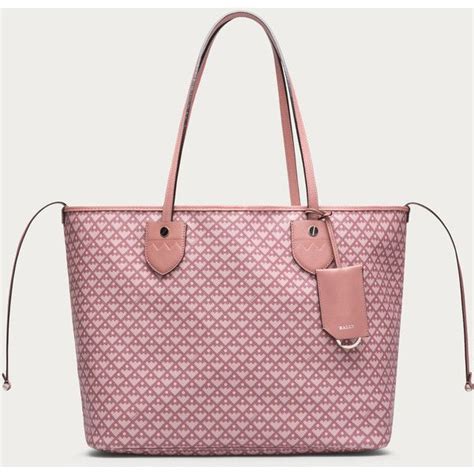 Bally BERNINA MEDIUM Women's medium coated canvas tote bag in Rosehaze ...