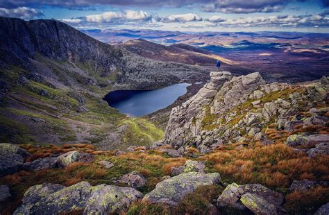 Autumn View from Lochnager in Cairngorms Scottish Mountains, Cairngorms National Park, Camping ...