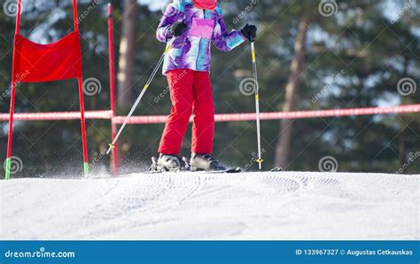 Skiing, Winter, Ski Lesson - Skiers on Mountainside Stock Image - Image of learning, baby: 133967327