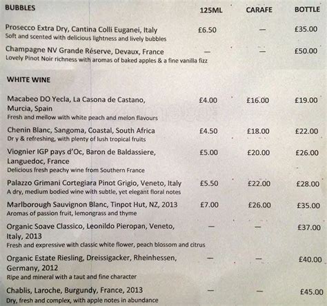 Menu at BENUGO restaurant, London, Wellcome Collection