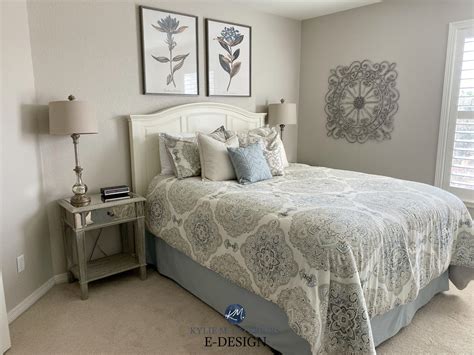 Sherwin Williams Accessible Beige, guest bedroom, beige carpet, bedding and home decor. Kylie M ...