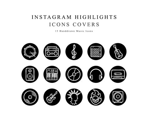 Buy Instagram Story Highlights Cover Icons Music Handdrawn Icons Black & White Handdrawn Icons ...