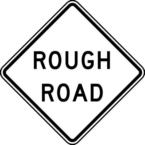 Rough Road, Black And White | ClipArt ETC | Road signs, Construction signs, Clip art