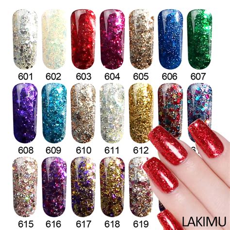 Lakimu Professional UV Gel Varnish Diamond Glitter Gel Nail Polish Soak Off Manicure Nail Art ...