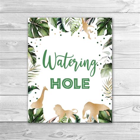 Watering Hole Safari Birthday Sign Gold Animals Watering Hole - Etsy