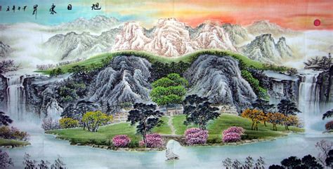 远景山水画,水墨山水画远景,简约山水画_大山谷图库