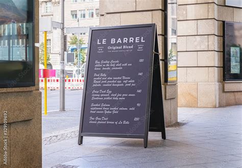 Entrance Logo Mockup Sign on Sidewalk Stock Template | Adobe Stock