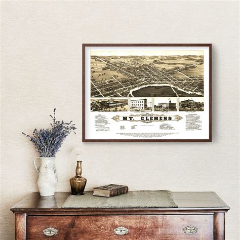 Vintage Map of Mt. Clemens, Michigan 1881 by Ted's Vintage Art