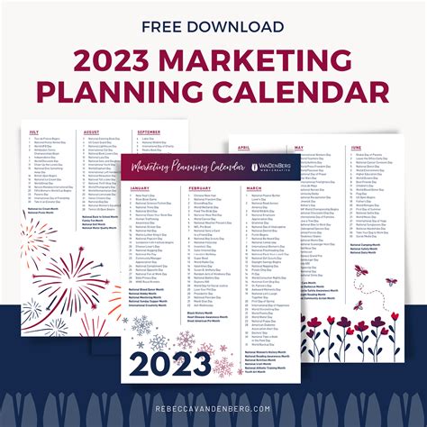 2023 Marketing Planning Calendar - VanDenBerg Web + Creative