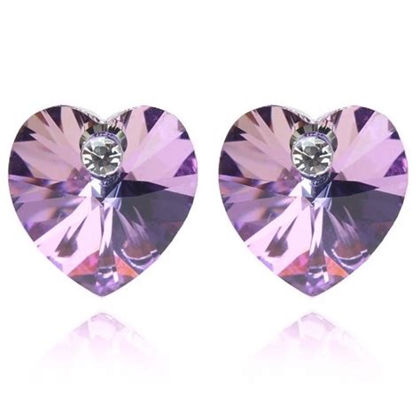 Monemel Purple Swarovski Heart Shape Earring - Fiyatı - 310,00TL