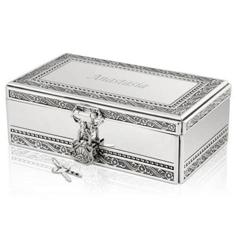 Silver Jewelry Box with Lock and Key