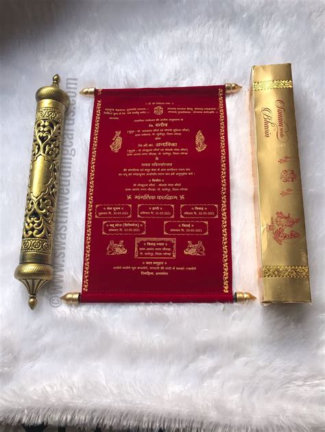 Royal Scroll Invitation Cards with Fiber Moulded Plastic Boxes & Cover | Indian wedding ...