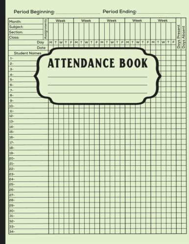 Attendance Book: School Attendance Record Book | Attendance Tracking ...