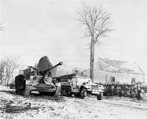 35th Infantry Division Halftrack and Panzer IV Foy Belgium Bulge 1945 ...