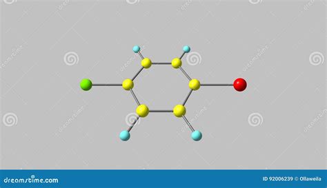 1-Bromo-4-chlorobenzene Molecular Structure Isolated on Grey Stock Illustration - Illustration ...