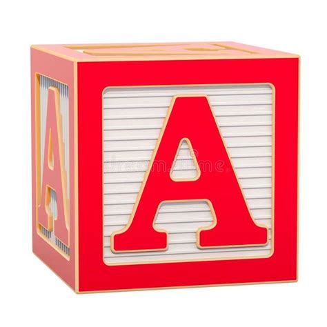 ABC Alphabet Wooden Block with A letter. 3D rendering stock illustration