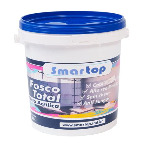 TINTA ACRÍLICA FOSCA PREMIUM BASE ÁGUA SMARTOP - USO INTERNO E EXTERNO - (BALDE: 3,6L) - Smartop