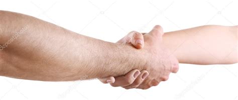 Handshake of friendship on white Stock Photo by ©belchonock 112221652