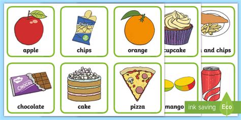 Healthy and unhealthy food flashcards | KS1 and KS2