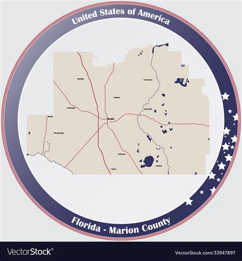 Map marion county in florida Royalty Free Vector Image