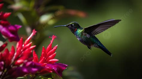 Hummingbird Flying By Green Flowers Background, Picture Of Hummingbirds And Butterflies ...