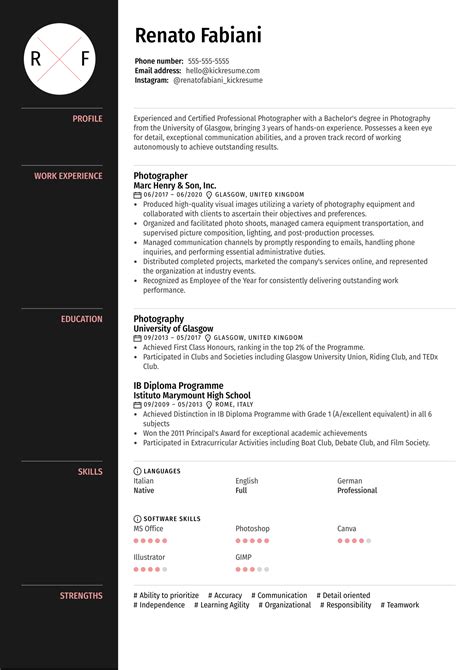 Photography Resume Template - Abandonedfootnotes Blog