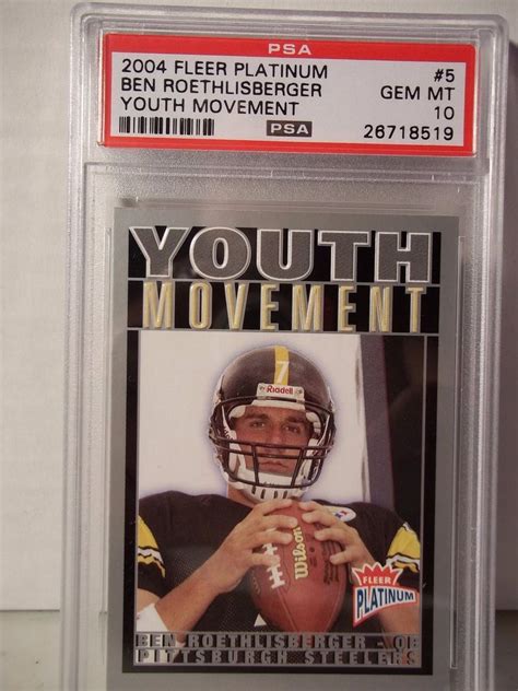 2004 Fleer Platinum Ben Roethlisberger Rookie PSA Gem Mint 10 Football Card #… | Pittsburgh ...