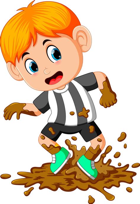 happy boy playing in the mud 13323426 Vector Art at Vecteezy