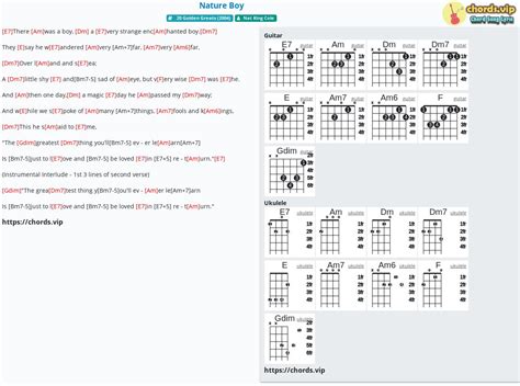 Chord: Nature Boy - tab, song lyric, sheet, guitar, ukulele | chords.vip