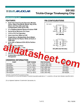 DS1302 Datasheet(PDF) - Maxim Integrated Products