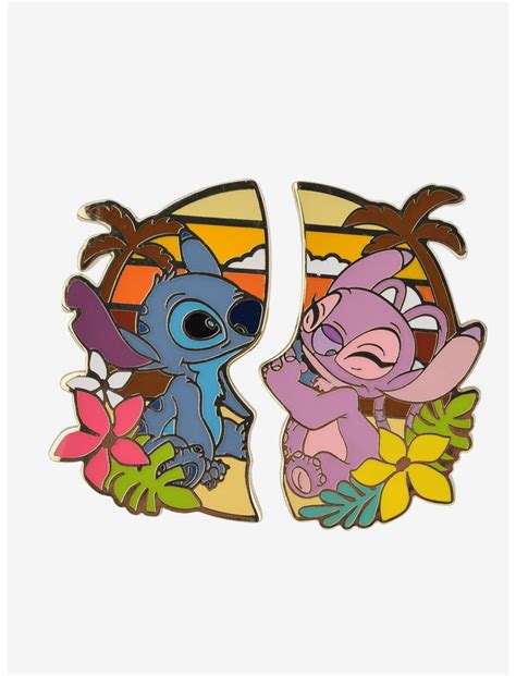 Disney Lilo & Stitch Angel & Stitch Sunset Beach Enamel Pin Set - BoxLunch Exclusive | BoxLunch