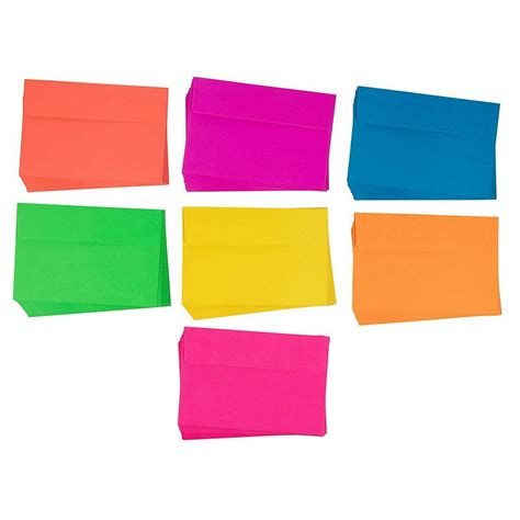 112 Pack Neon Colorful Invitation Envelopes Bulk 4x6 for Wedding & Birthday, 7 Assorted Colors ...