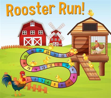 Boardgame template with chickens in farm 368390 Vector Art at Vecteezy