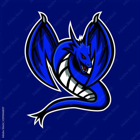 tribal tattoo of dragon. blue dragon mascot logo. dragon e sport gaming ...