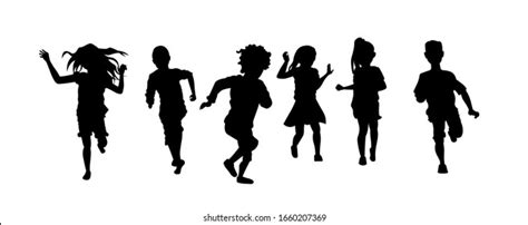 Children Running Silhouette Vector Illustration Stock Vector (Royalty Free) 1660207369 ...