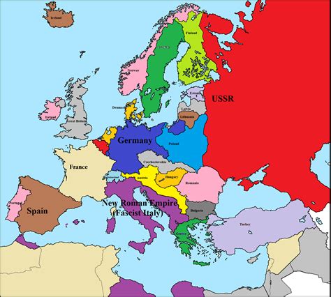 Map of Europe before the Alternative World War 2 (1940) : r/imaginarymaps