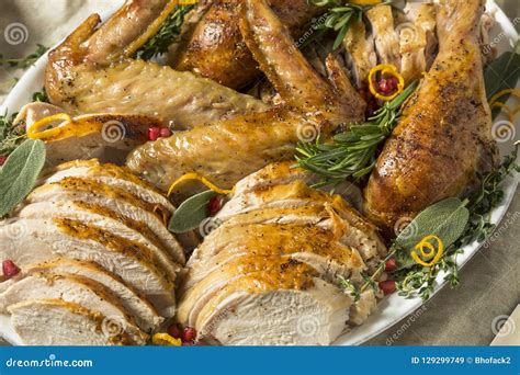 Roasted Cut Up Turkey Platter for Thanksgiving Stock Image - Image of ...