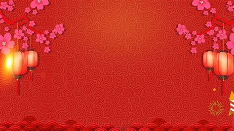 Simple Traditional Plum Lantern Chinese New Year Background, Red, Festive Background, Simple ...