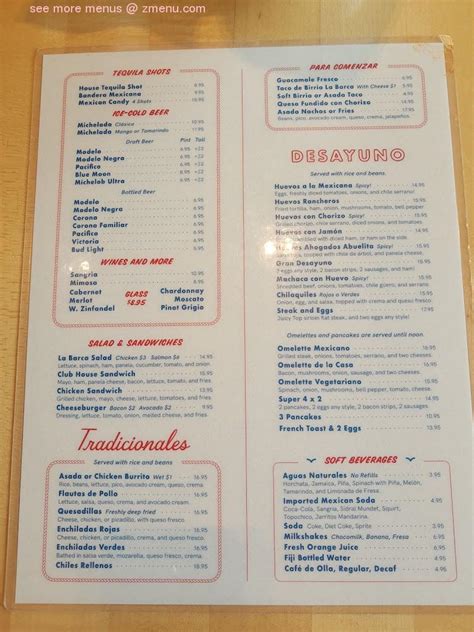 Menu at La Barca Restaurantes, Downey