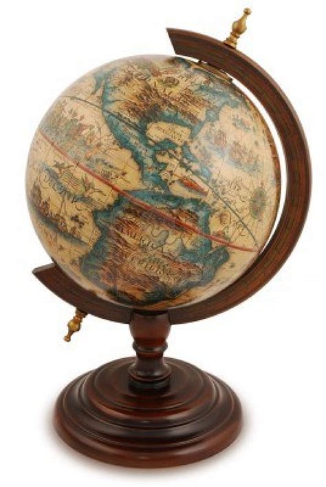 Antique globe from a red wood. Isolated on white. | Vintage globe ...