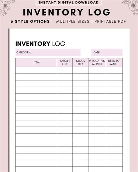 Inventory Management Form Inventory Sheet Small Business - Etsy