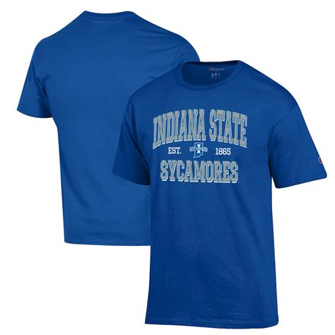 Men's Champion Royal Indiana State Sycamores Est. Date Jersey T-Shirt