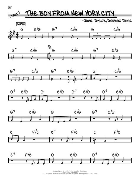 The Boy From New York City (Real Book – Melody & Chords) - Sheet Music