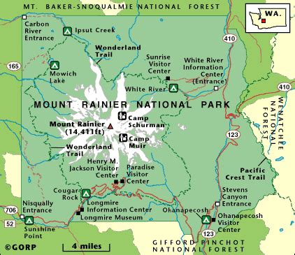 Map of Mount Rainier National Park | GORP.com | Mount rainier national park, National parks map ...