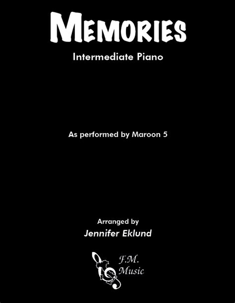 Memories (Intermediate Piano) By Maroon 5 - F.M. Sheet Music - Pop ...