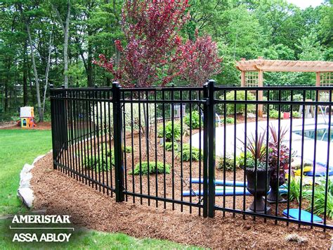 Black classic wrought iron fence and gate in backyard- Ameristar ...