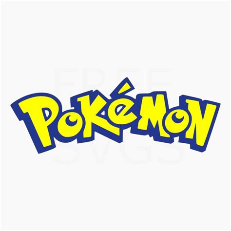 the pokemon logo is shown in blue and yellow