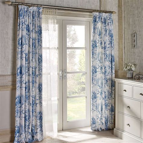 Dorma Blue Toile Lined Pencil Pleat Curtains | Pleated curtains ...