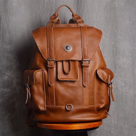 Large Leather Backpack Handmade Vintage Men Travel Backpack NP03 ...