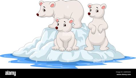 Polar Bear On Iceberg Cartoon Clipart